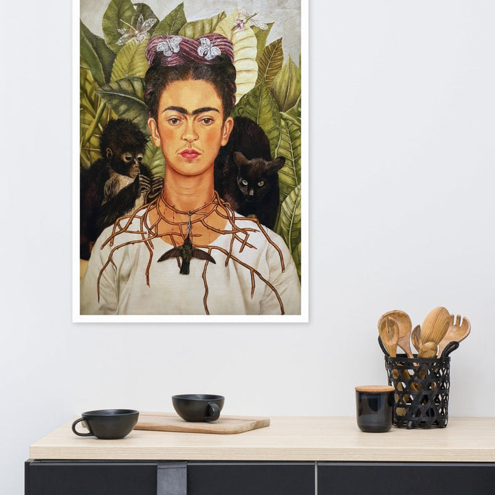Poster - Frida Kahlo with Thorn Necklace and Hummingbird artlia