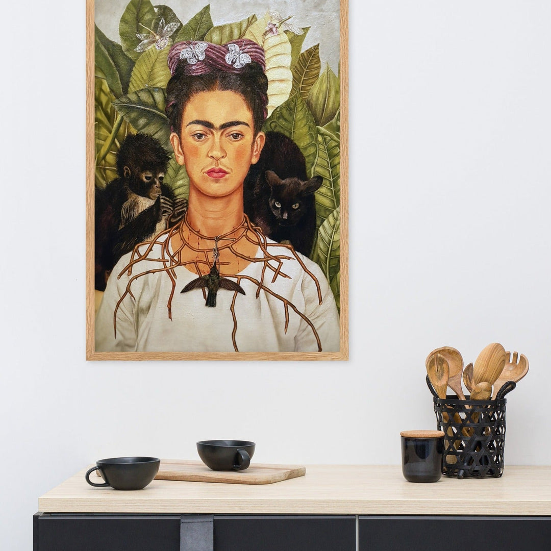 Poster - Frida Kahlo with Thorn Necklace and Hummingbird artlia