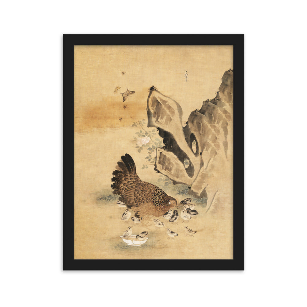 Poster - Henne und Küken, Byeon Sang-byeok Schwarz / 30×40 cm artlia
