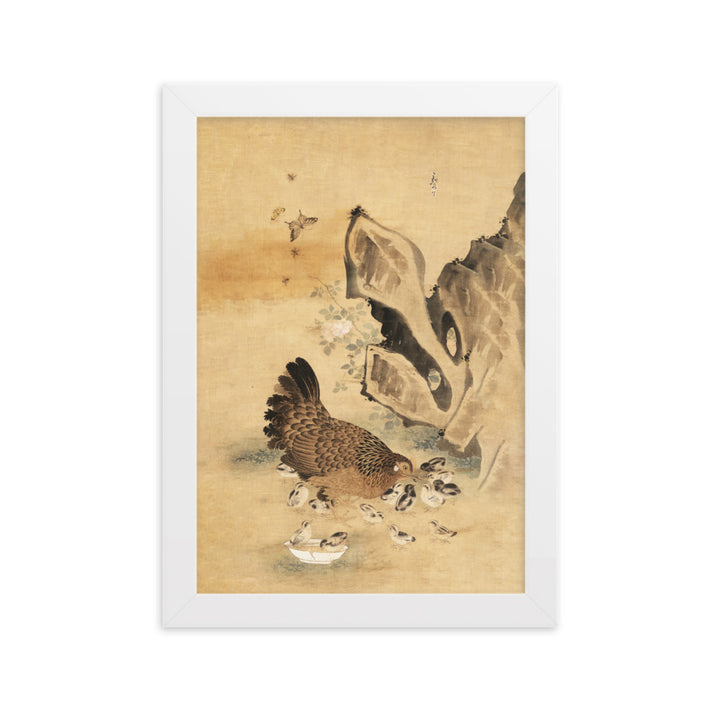 Poster - Henne und Küken, Byeon Sang-byeok Weiß / 21×30 cm artlia
