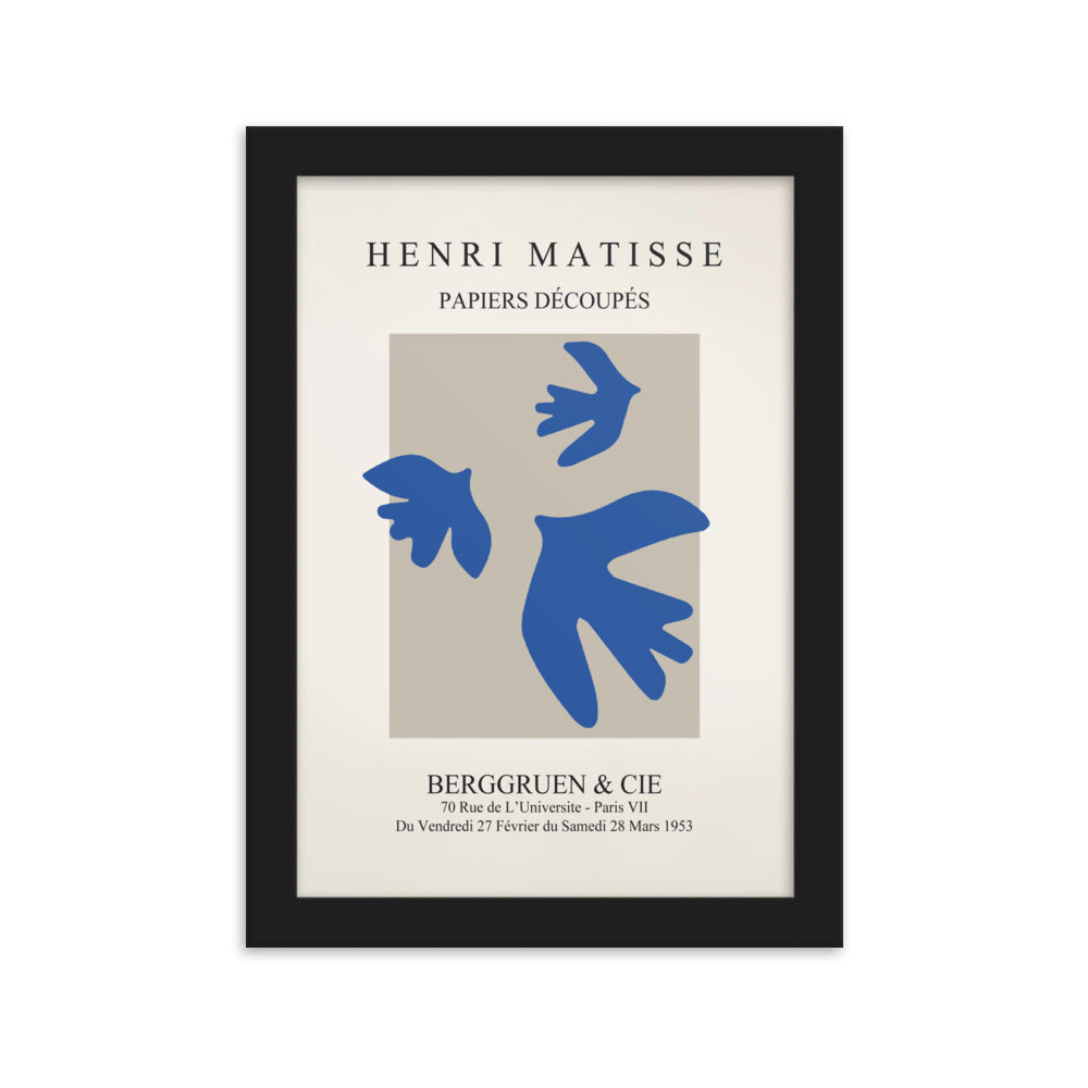 Poster - Henri Matisse, blaue Vögel Schwarz / 21×30 cm artlia