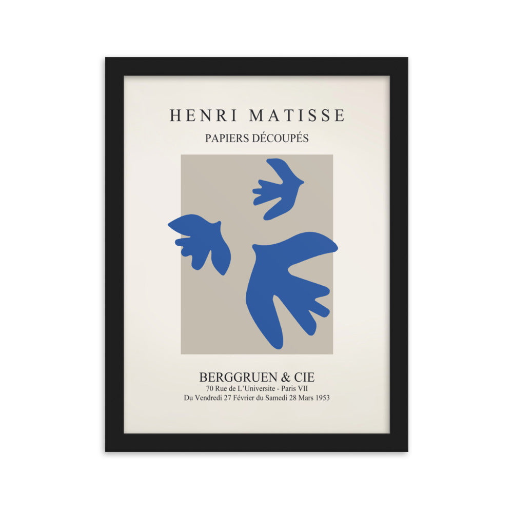 Poster - Henri Matisse, blaue Vögel Schwarz / 30×40 cm artlia