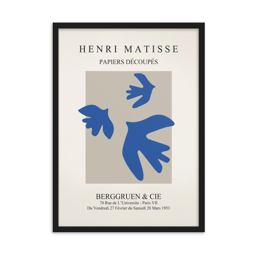 Poster - Henri Matisse, blaue Vögel Schwarz / 50×70 cm artlia