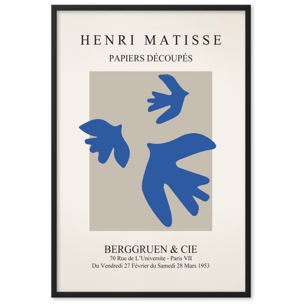 Poster - Henri Matisse, blaue Vögel Schwarz / 61×91 cm artlia