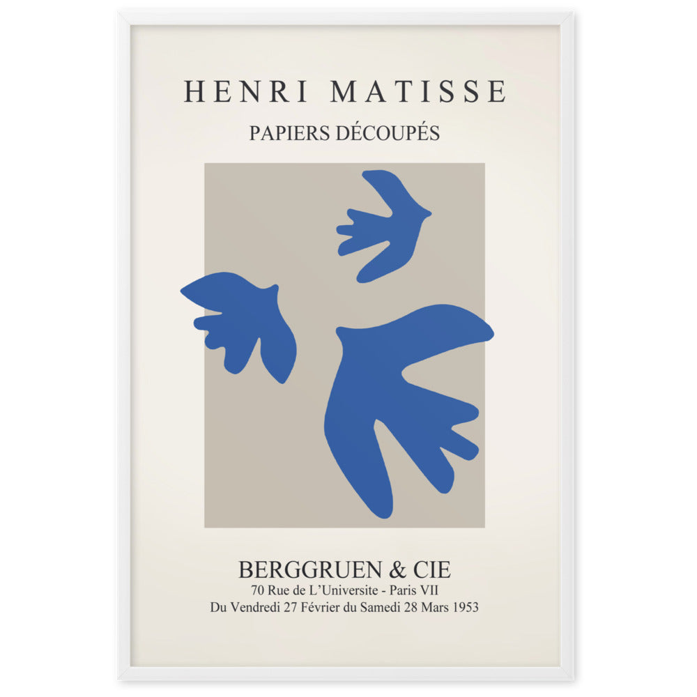 Poster - Henri Matisse, blaue Vögel Weiß / 61×91 cm artlia