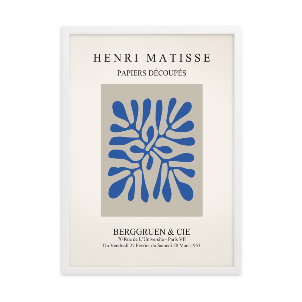 Poster - Henri Matisse, Papier Découpés blaue Blätter Weiß / 50×70 cm artlia