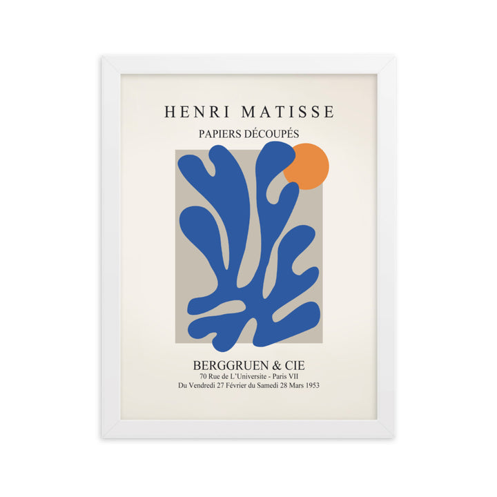 Poster - Henri Matisse, Papier Découpés blauer Garten II Weiß / 30×40 cm artlia