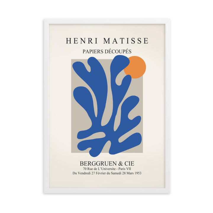 Poster - Henri Matisse, Papier Découpés blauer Garten II Weiß / 50×70 cm artlia