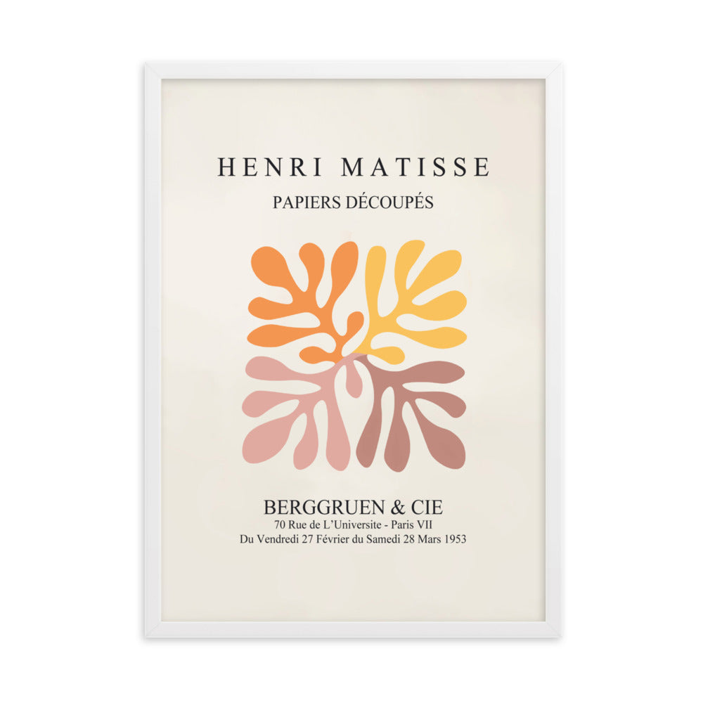 Poster - Henri Matisse, Papier Découpés bunte Blätter Weiß / 50×70 cm artlia