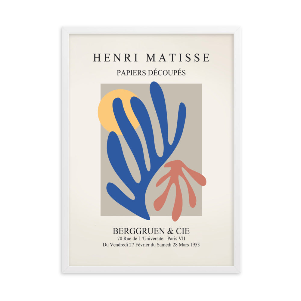 Poster - Henri Matisse, Papier Découpés bunter Garten Weiß / 50×70 cm artlia