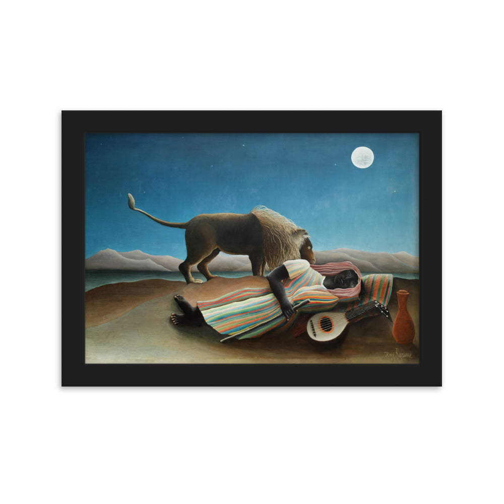 Poster - Henri Rousseau, Die schlafende Zigeunerin Schwarz / 21×30 cm artlia
