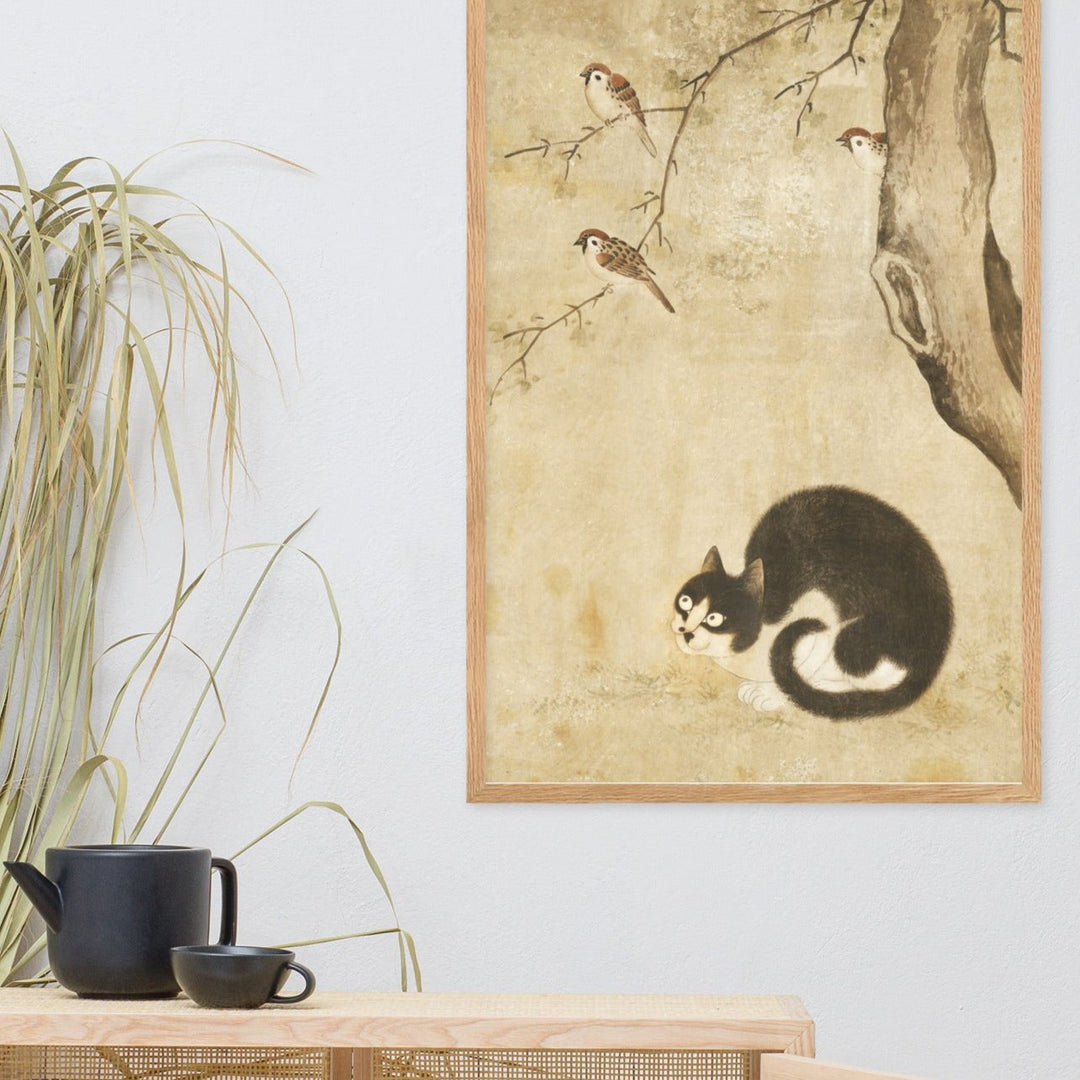 Poster - Katze und Spatzen, Byeon Sang-byeok artlia
