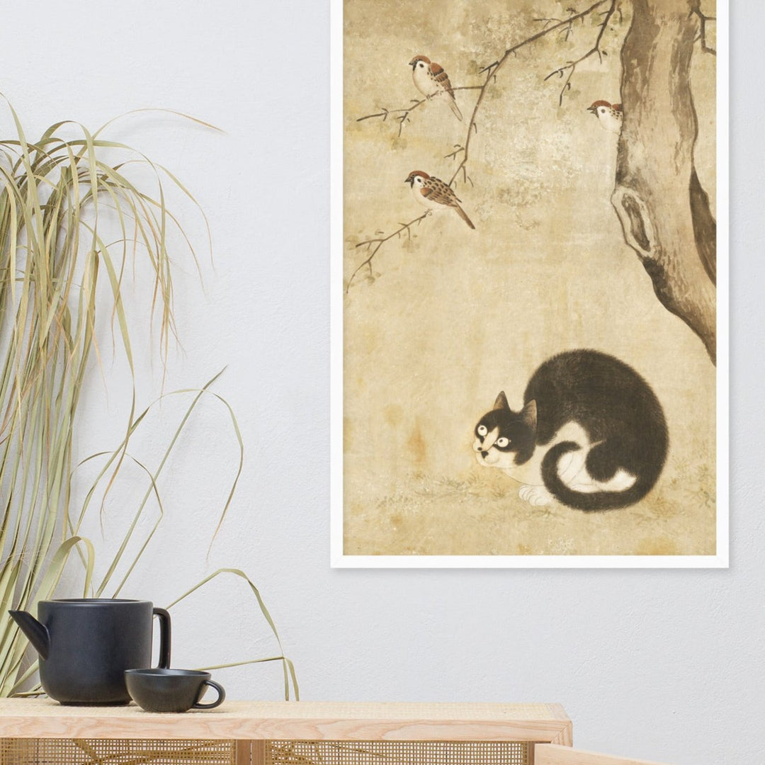 Poster - Katze und Spatzen, Byeon Sang-byeok artlia
