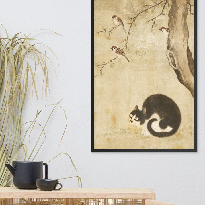 Poster - Katze und Spatzen, Byeon Sang-byeok artlia