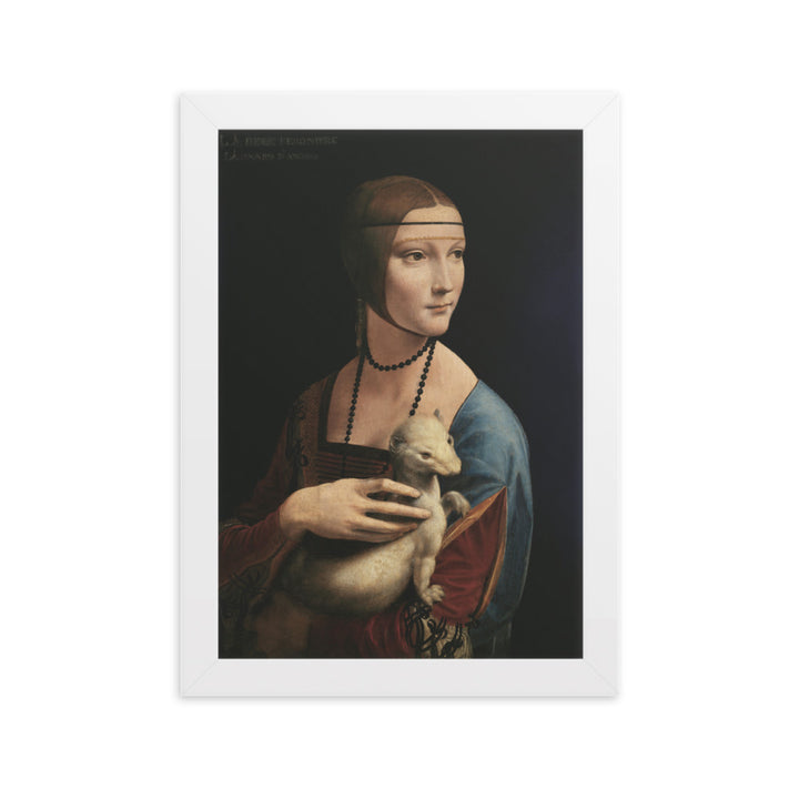 Poster - Leonardo da Vinci, Dame mit dem Hermelin Weiß / 21×30 cm artlia