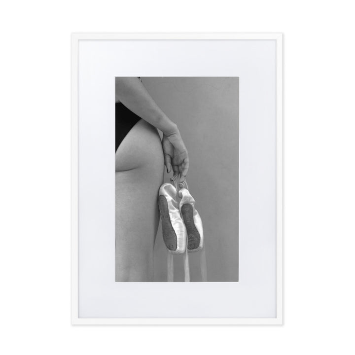 Poster mit Passepartout - Ballettschuhe Weiß / 50×70 cm artlia