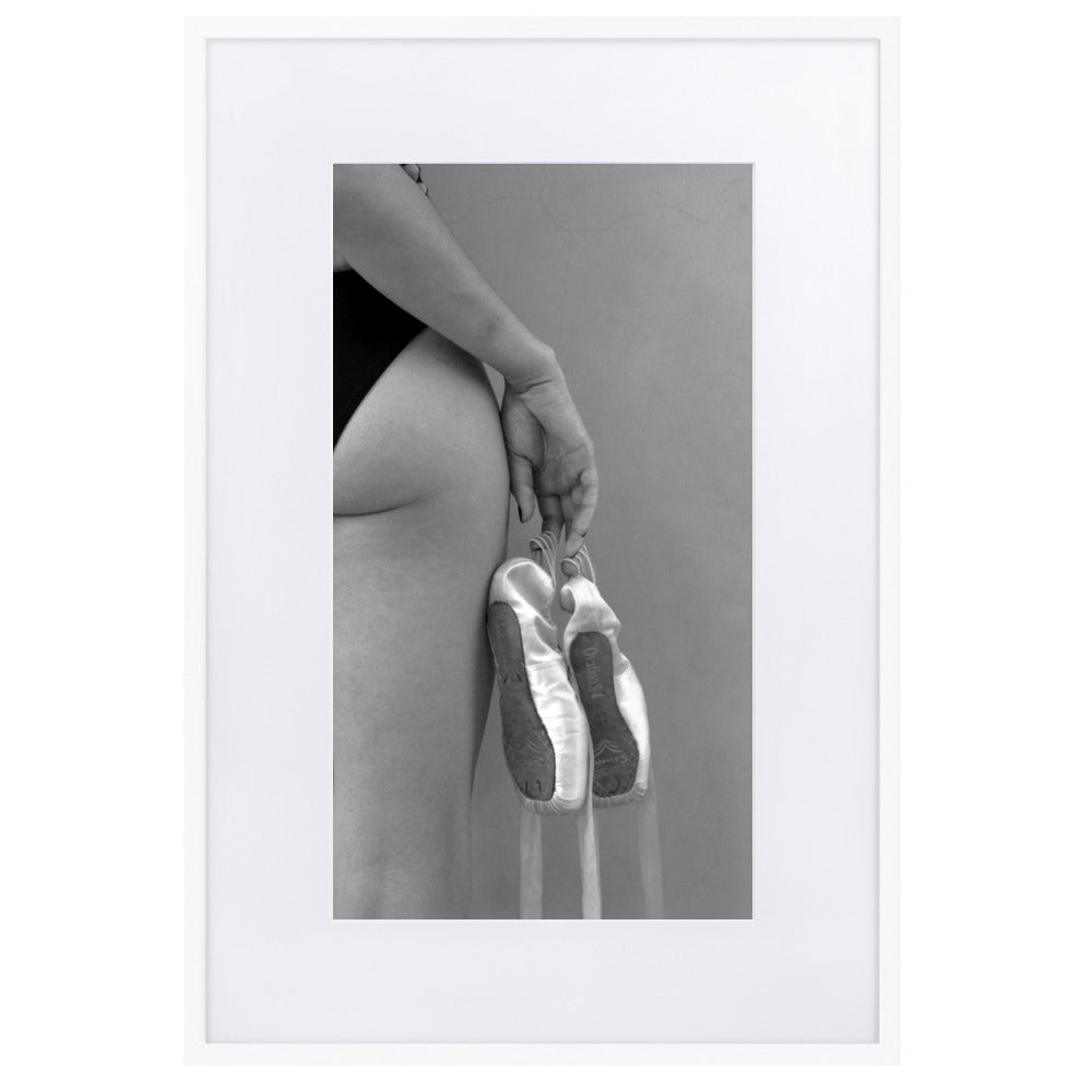 Poster mit Passepartout - Ballettschuhe Weiß / 61×91 cm artlia
