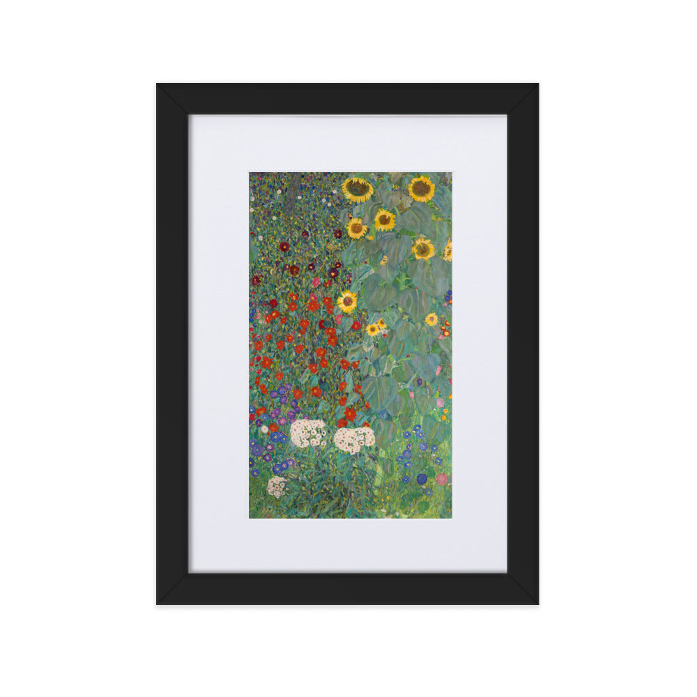 Poster mit Passepartout - Gustav Klimt, Garten mit Sonnenblumen Schwarz / 21×30 cm artlia