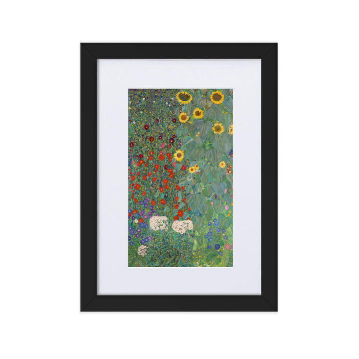 Poster mit Passepartout - Gustav Klimt, Garten mit Sonnenblumen Schwarz / 21×30 cm artlia
