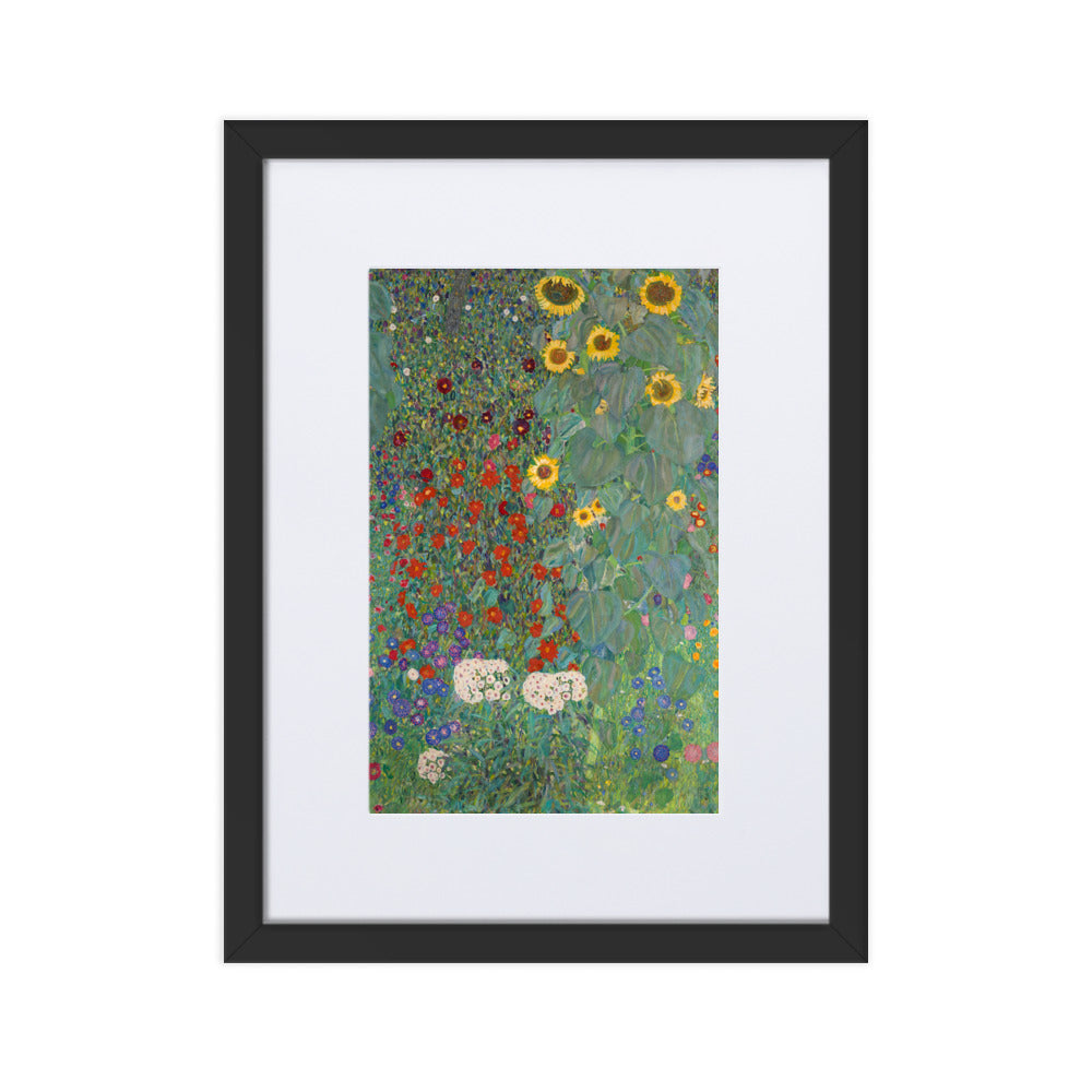 Poster mit Passepartout - Gustav Klimt, Garten mit Sonnenblumen Schwarz / 30×40 cm artlia