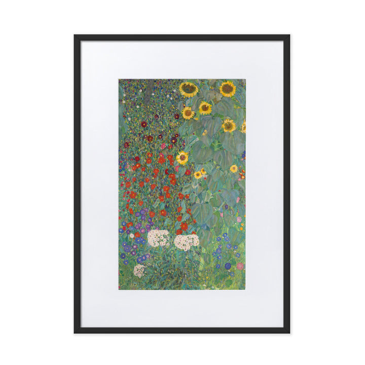Poster mit Passepartout - Gustav Klimt, Garten mit Sonnenblumen Schwarz / 50×70 cm artlia