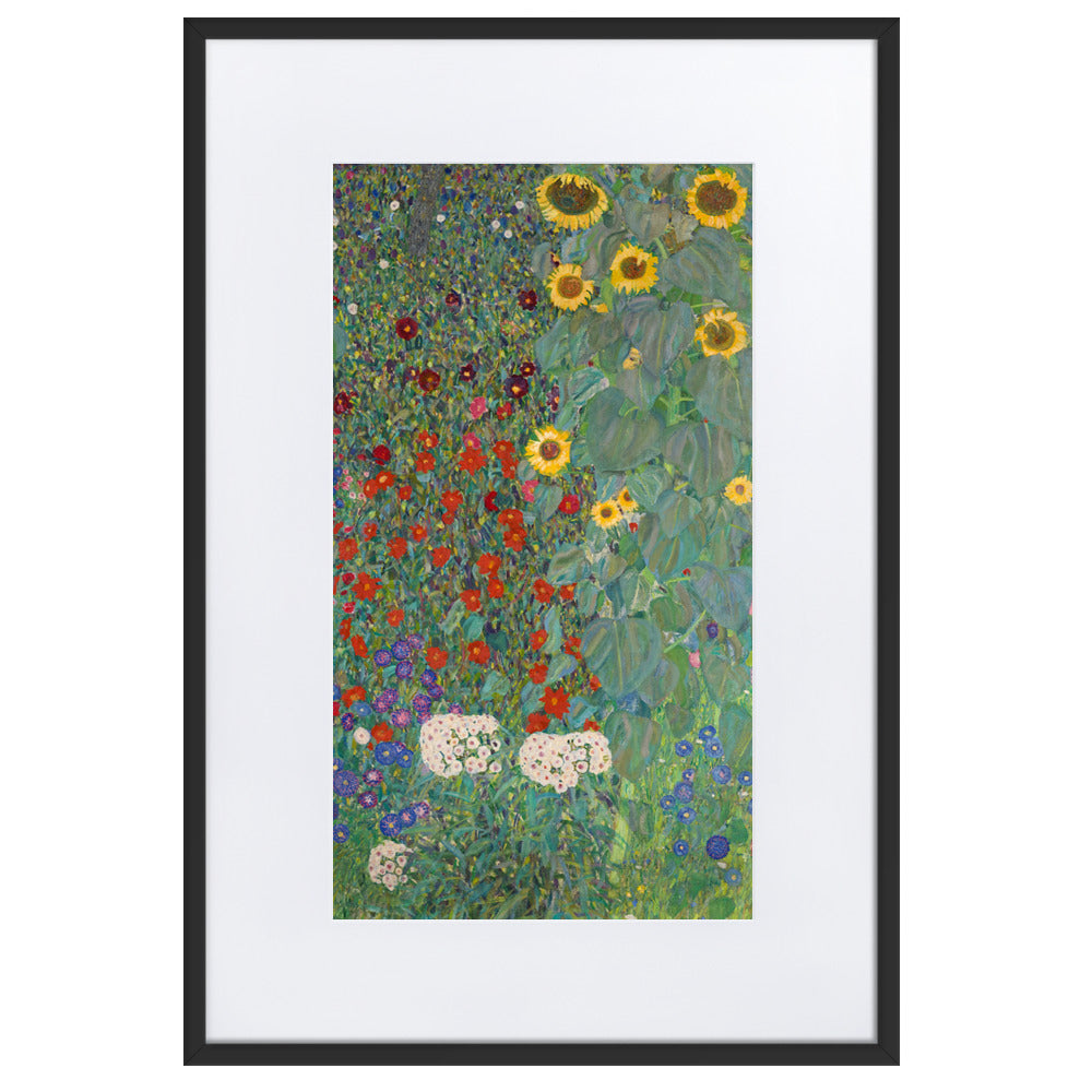 Poster mit Passepartout - Gustav Klimt, Garten mit Sonnenblumen Schwarz / 61×91 cm artlia