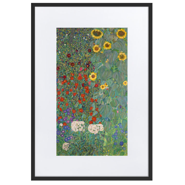 Poster mit Passepartout - Gustav Klimt, Garten mit Sonnenblumen Schwarz / 61×91 cm artlia