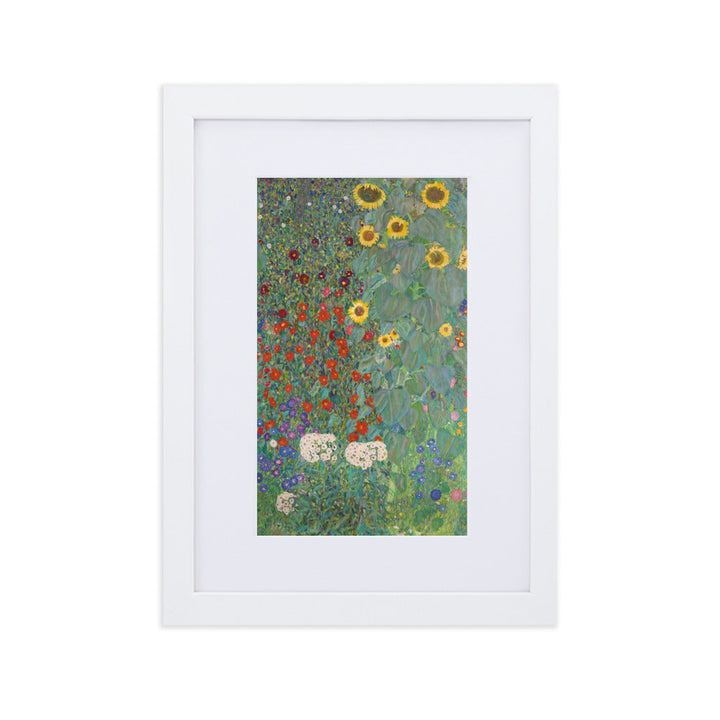 Poster mit Passepartout - Gustav Klimt, Garten mit Sonnenblumen Weiß / 21×30 cm artlia