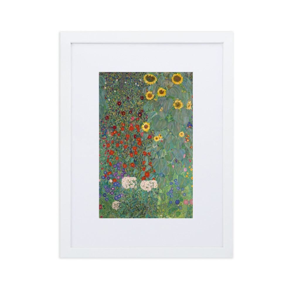 Poster mit Passepartout - Gustav Klimt, Garten mit Sonnenblumen Weiß / 30×40 cm artlia