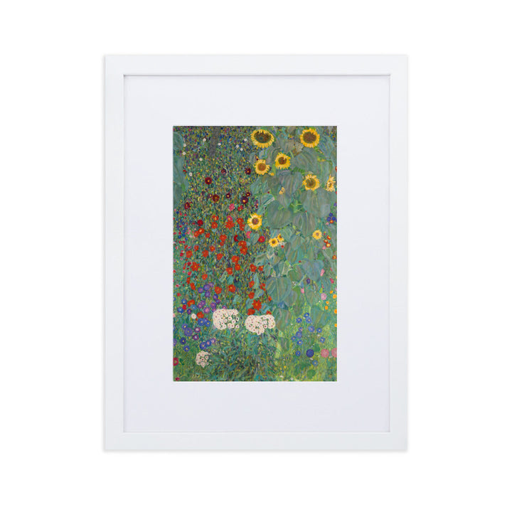 Poster mit Passepartout - Gustav Klimt, Garten mit Sonnenblumen Weiß / 30×40 cm artlia