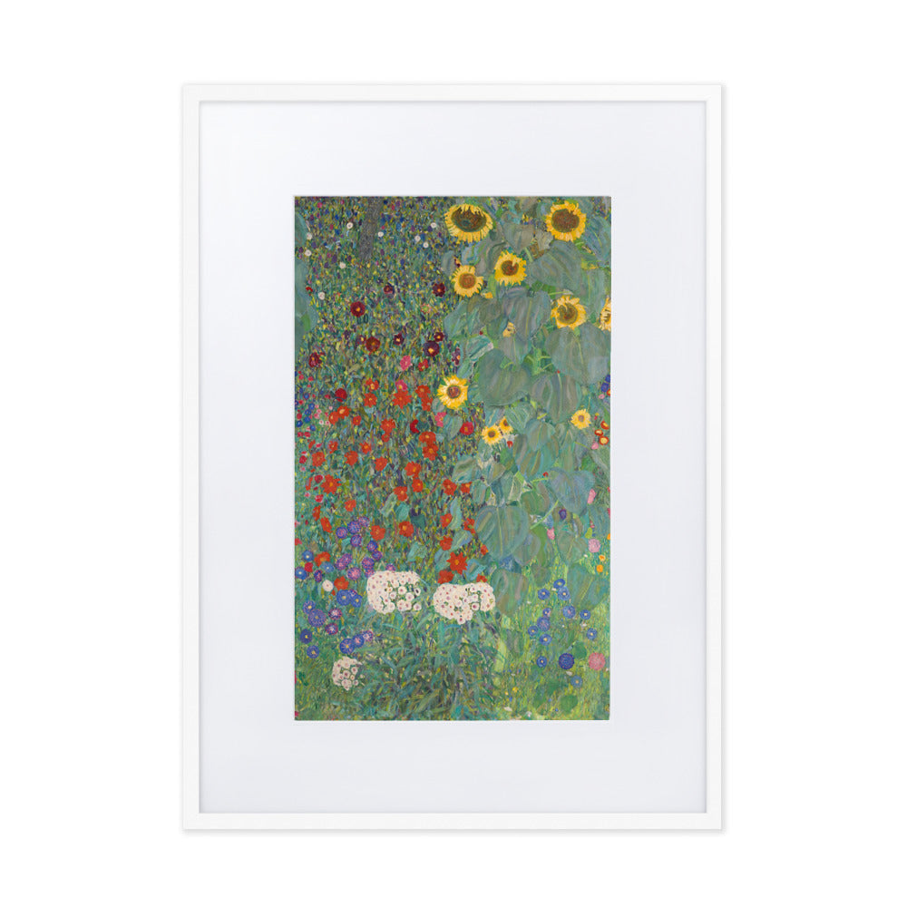Poster mit Passepartout - Gustav Klimt, Garten mit Sonnenblumen Weiß / 50×70 cm artlia
