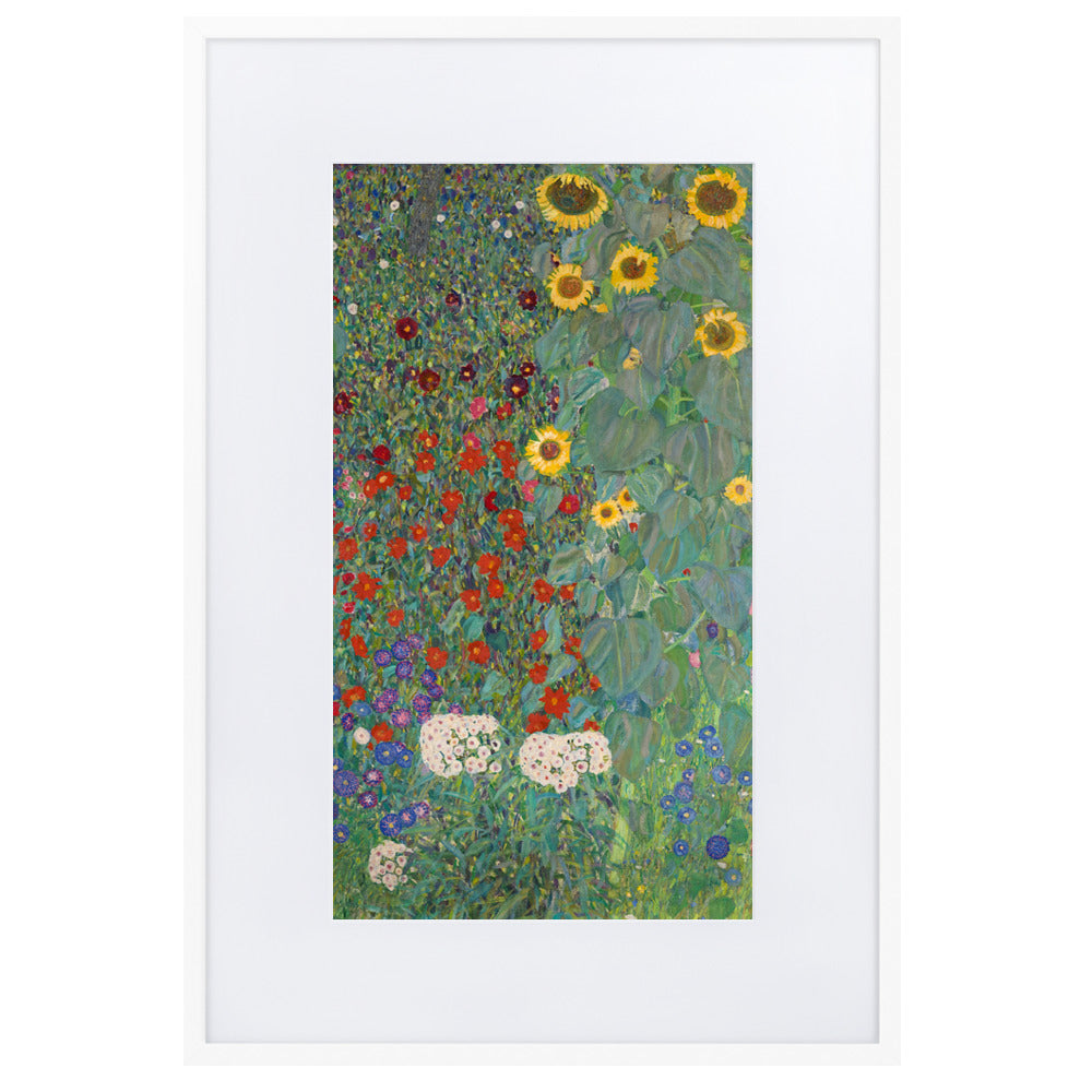 Poster mit Passepartout - Gustav Klimt, Garten mit Sonnenblumen Weiß / 61×91 cm artlia