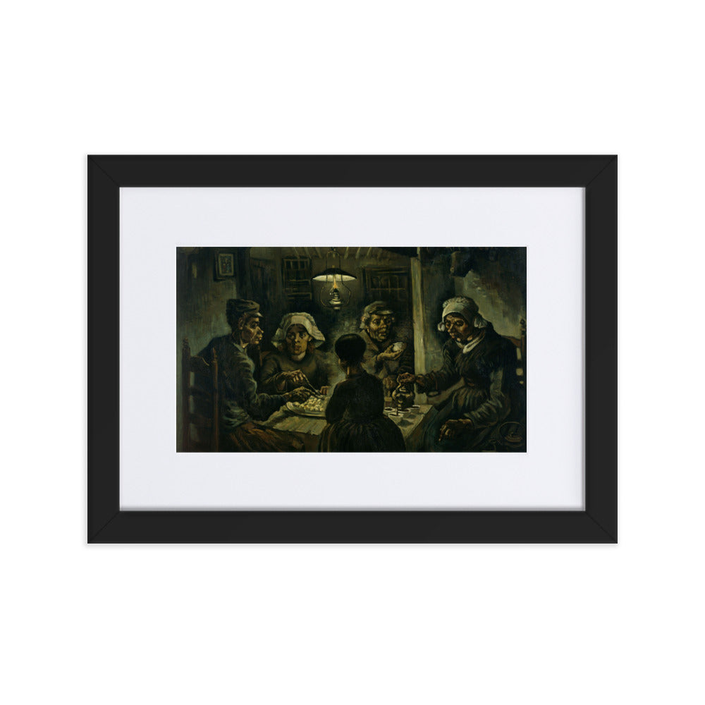 Poster mit Passepartout - Van Gogh, Katoffelesser 1885 Schwarz / 21×30 cm artlia