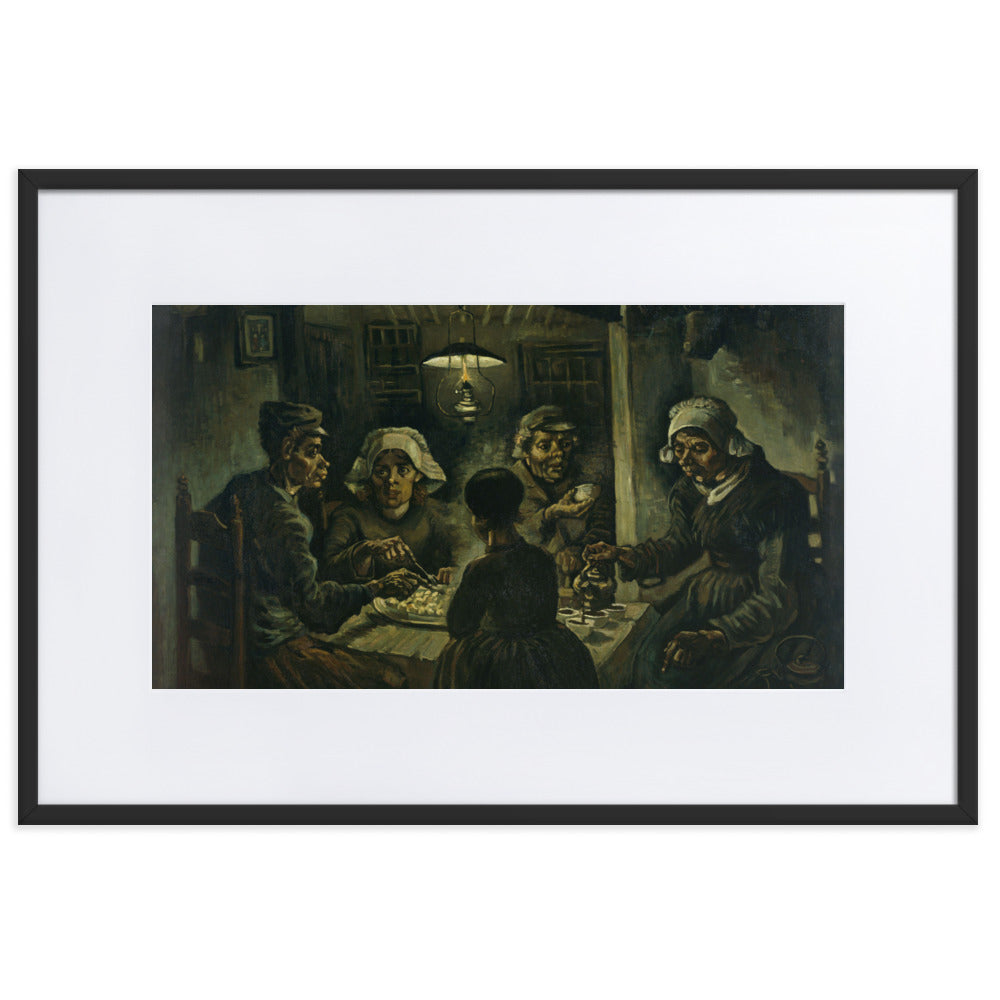 Poster mit Passepartout - Van Gogh, Katoffelesser 1885 Schwarz / 61×91 cm artlia