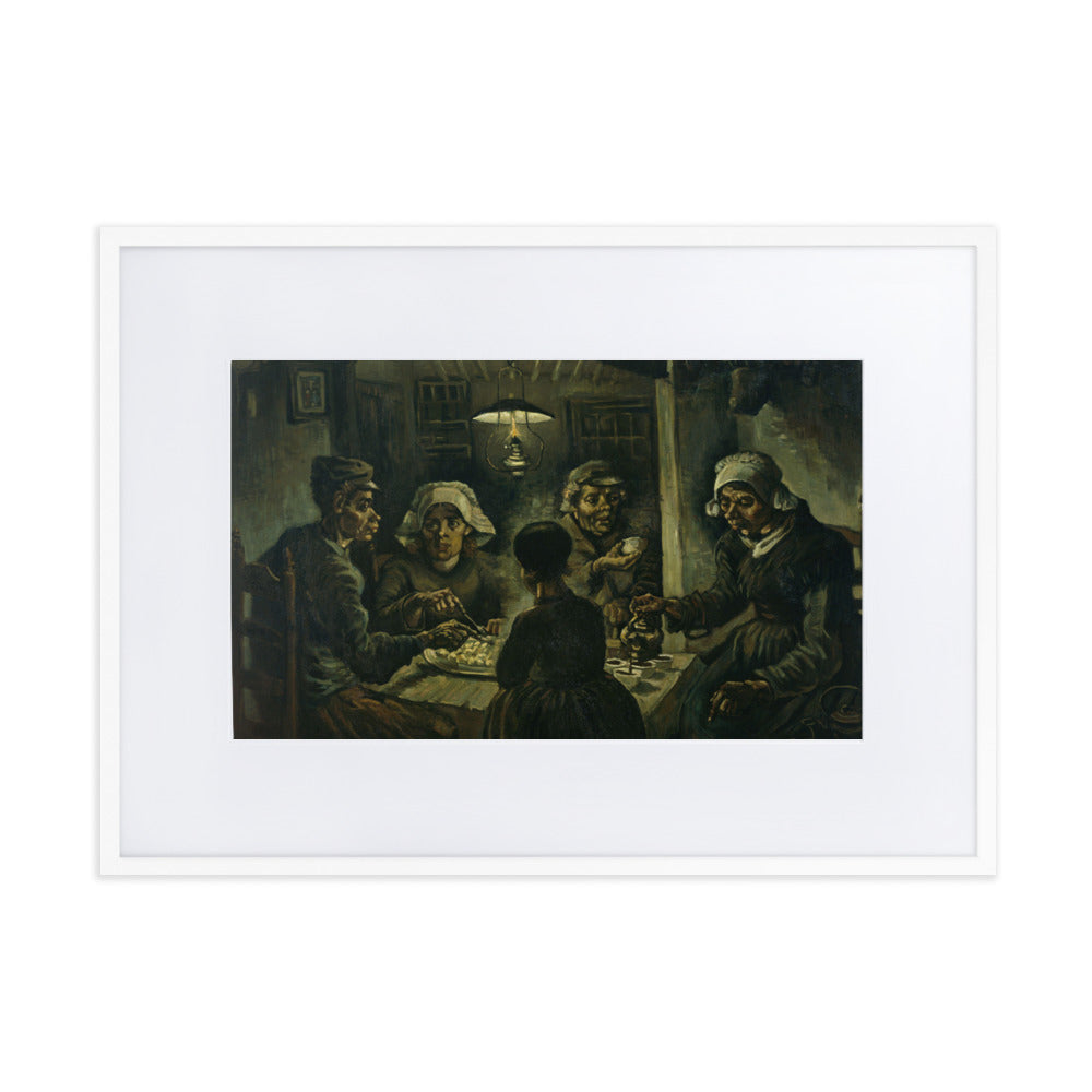 Poster mit Passepartout - Van Gogh, Katoffelesser 1885 Weiß / 50×70 cm artlia