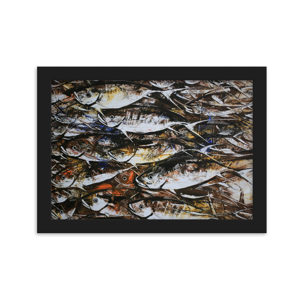 Poster mit Rahmen - Makrelen Schwarz / 21×30 cm artlia