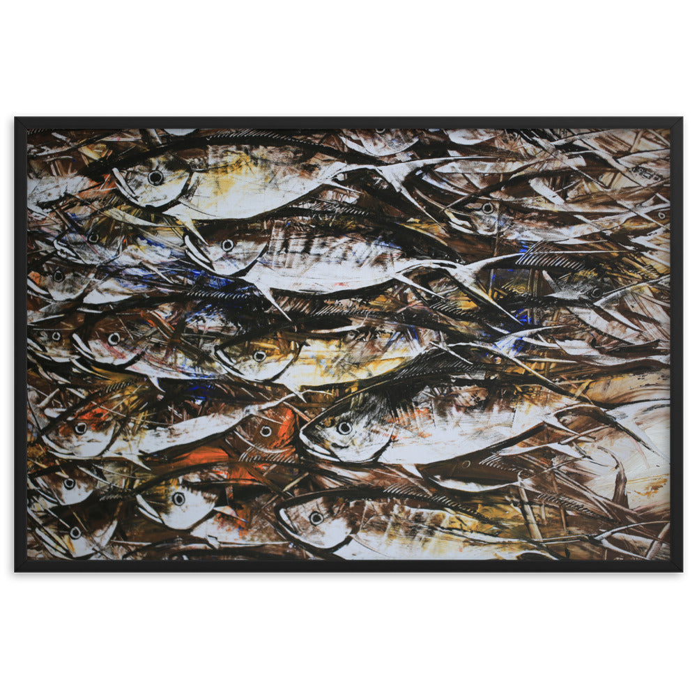 Poster mit Rahmen - Makrelen Schwarz / 61×91 cm artlia