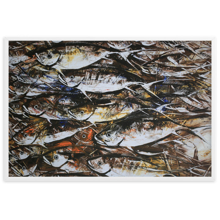 Poster mit Rahmen - Makrelen Weiß / 61×91 cm artlia