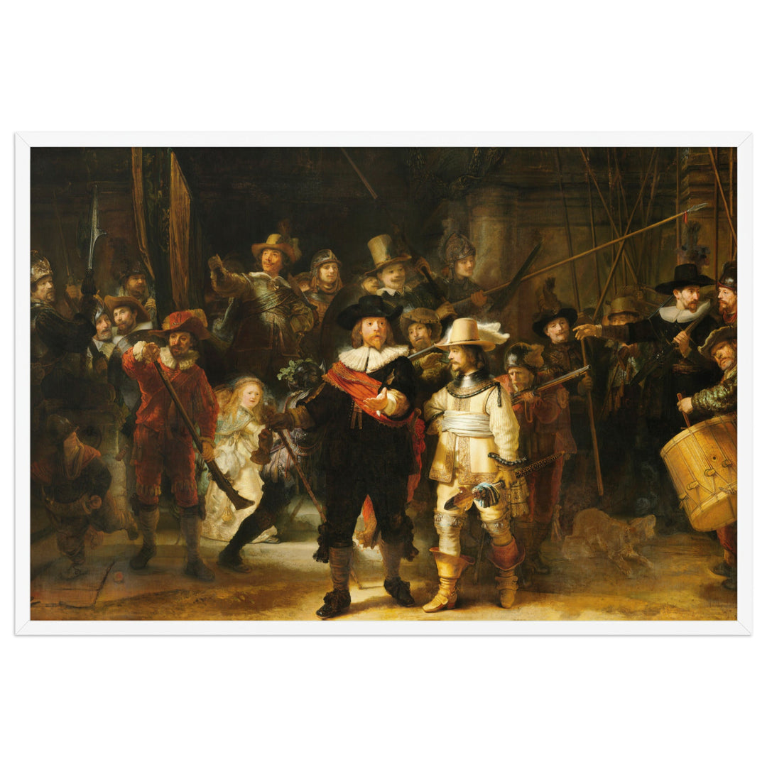 Poster - Rembrandt van Rijn, Die Nachtwache Weiß / 61×91 cm artlia
