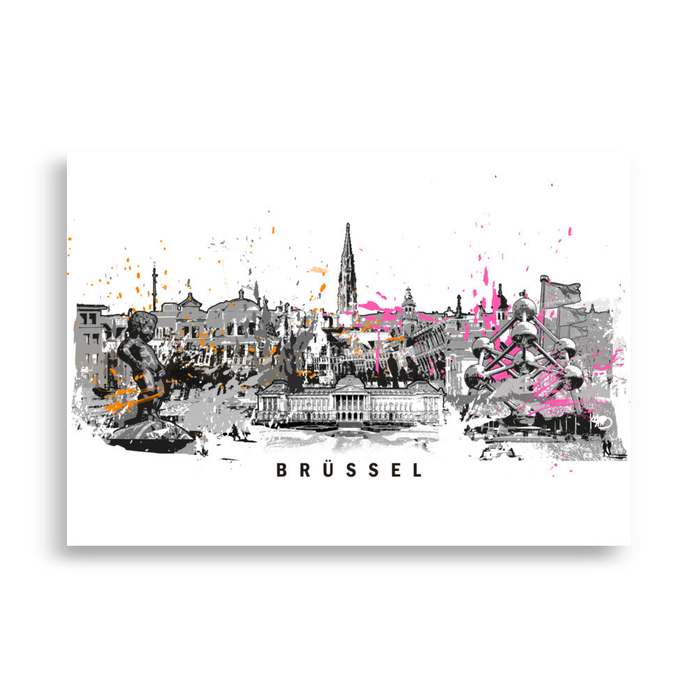 Poster - Skyline Brüssel Ohne Rahmen / 21×30 cm artlia
