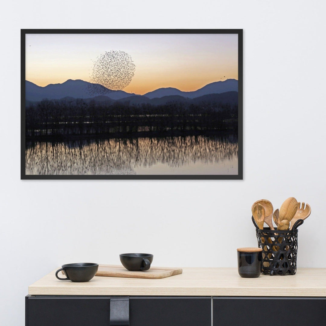 Sonnenuntergang im Junam-Wasserreservoir - Poster artlia