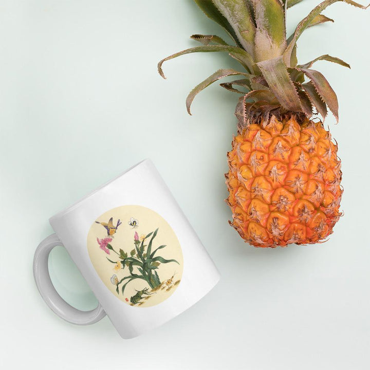 Tasse - Blumen, Schmetteringe und Frosch artlia