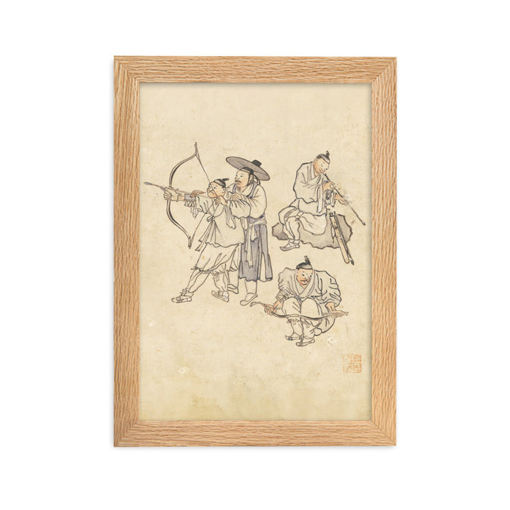 Bogenschiessen, Kim Hong-do - Poster im Rahmen Oak / 21×30 cm artlia