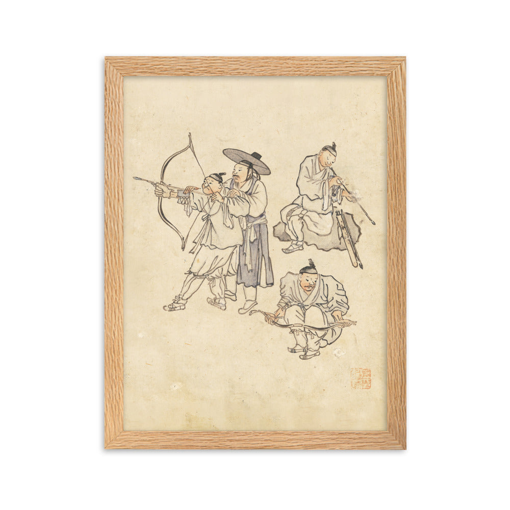 Bogenschiessen, Kim Hong-do - Poster im Rahmen Oak / 30×40 cm artlia