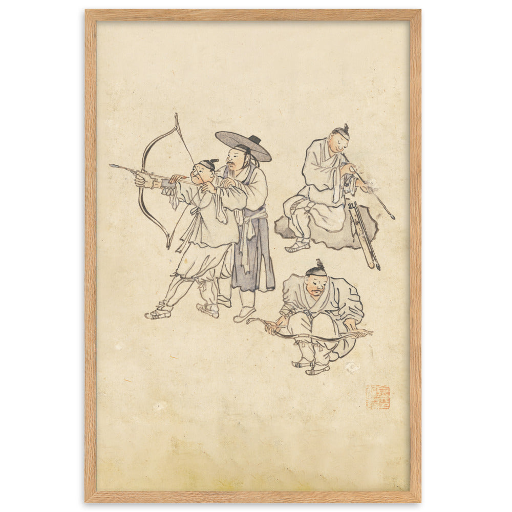 Bogenschiessen, Kim Hong-do - Poster im Rahmen Oak / 61×91 cm artlia