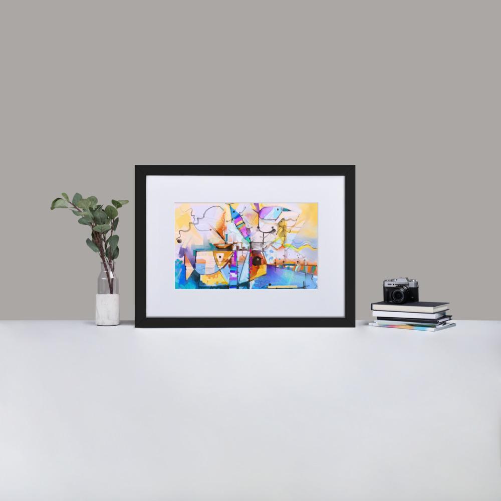 Bunte Fantasie - Poster im Rahmen mit Passepartout artlia