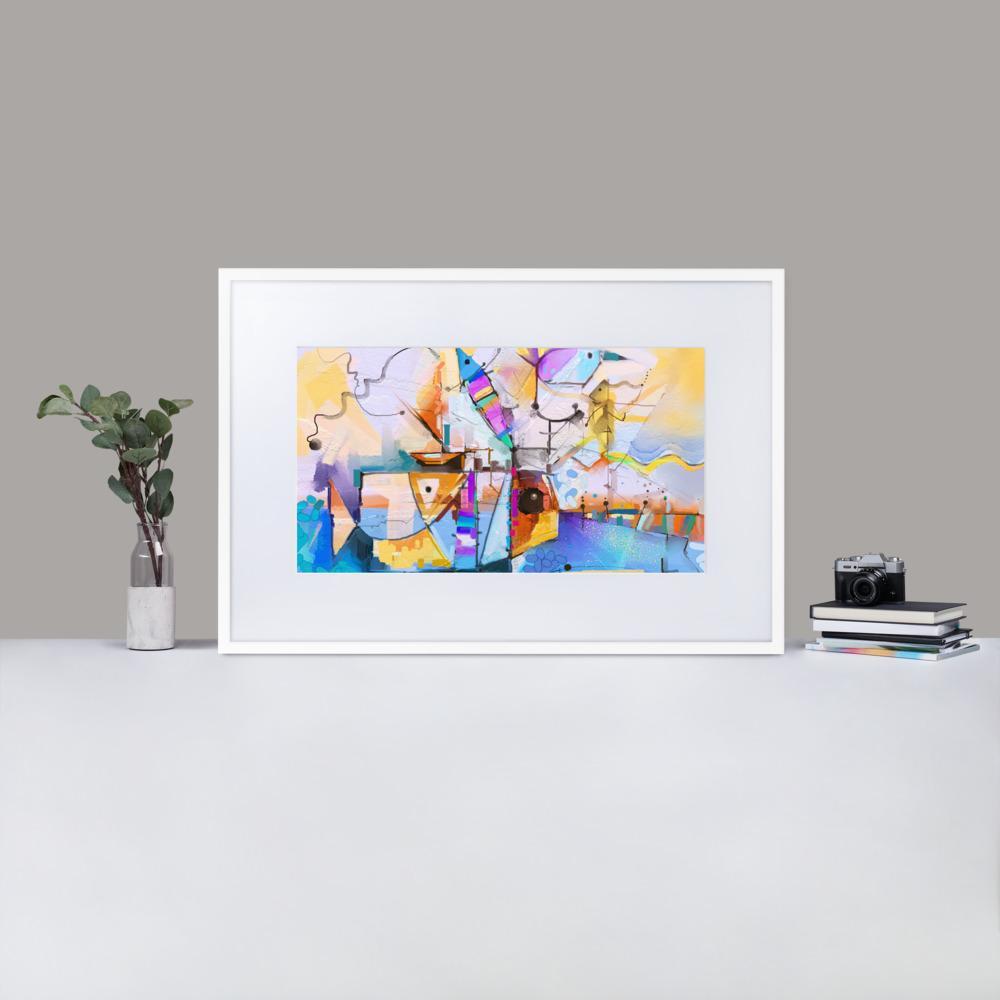Bunte Fantasie - Poster im Rahmen mit Passepartout artlia