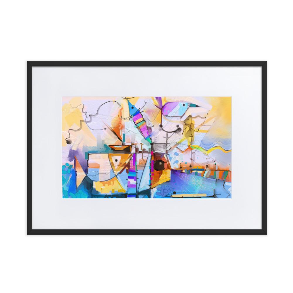 Bunte Fantasie - Poster im Rahmen mit Passepartout schwarz / 50×70 cm artlia