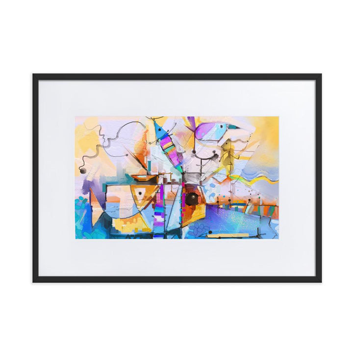 Bunte Fantasie - Poster im Rahmen mit Passepartout schwarz / 50×70 cm artlia