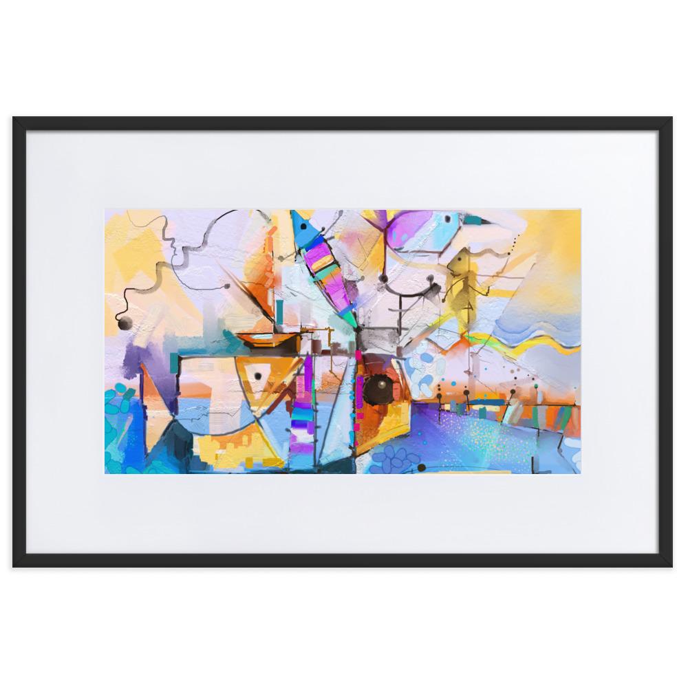 Bunte Fantasie - Poster im Rahmen mit Passepartout schwarz / 61×91 cm artlia